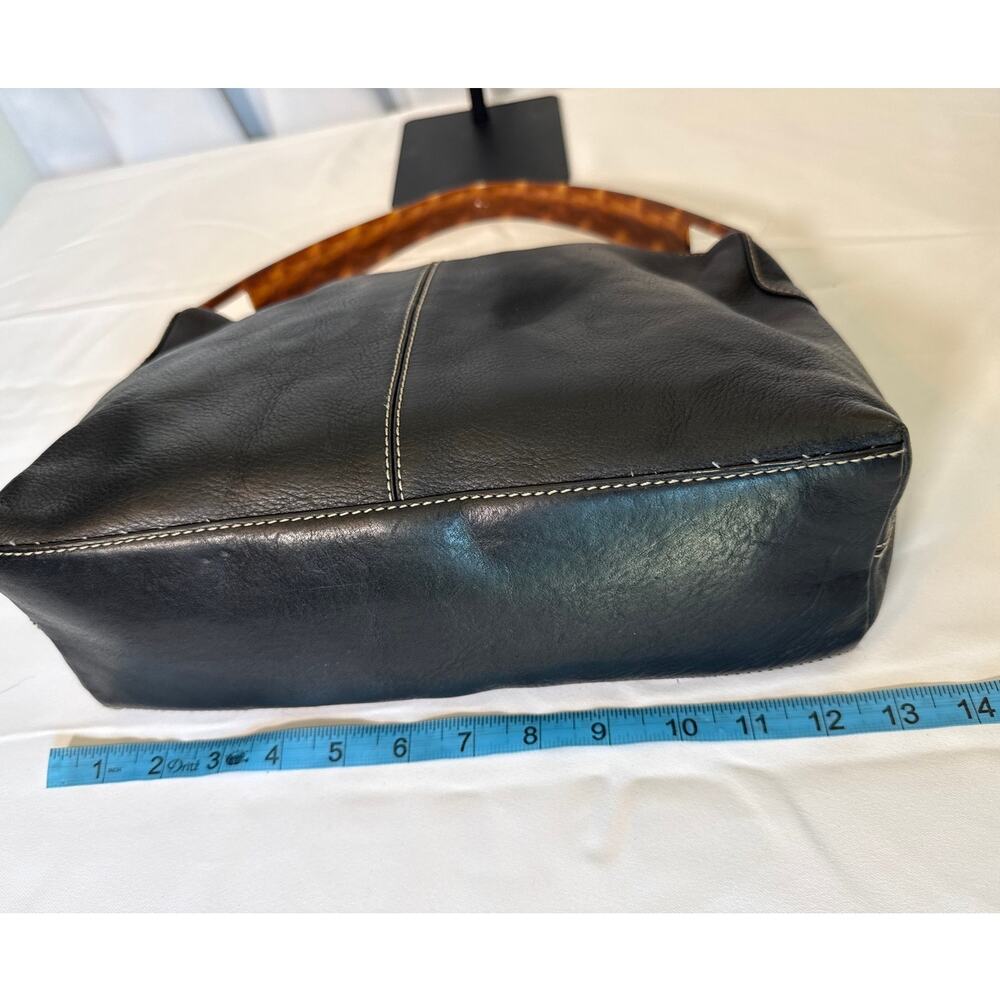 Vintage Adrienne Vittadini Leather Tortoise Top Handle Bag Purse Y2K - Picture 3 of 6